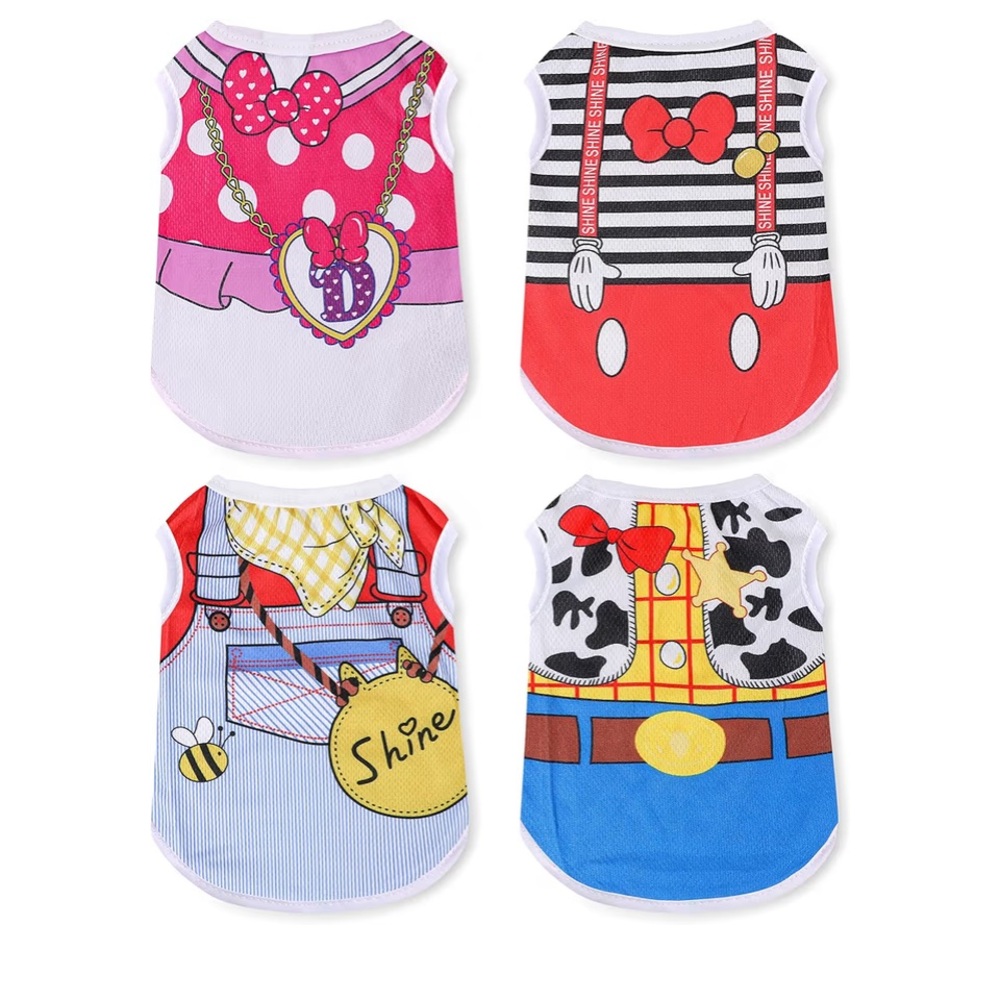New female XS dog Cute Cartoon Dog Shirts Set 🐶